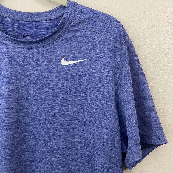 Nike Dri-fit Mens Shirt Size Large Blue Workout Active Short Sleeve - Picture 3 of 8